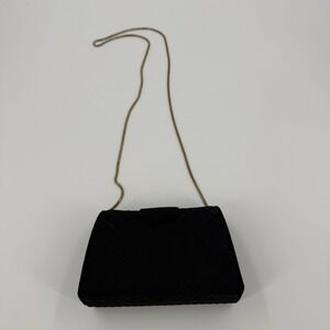 Vanessa Paris New York London Black Woven Clutch Purse Gold Chain Strap